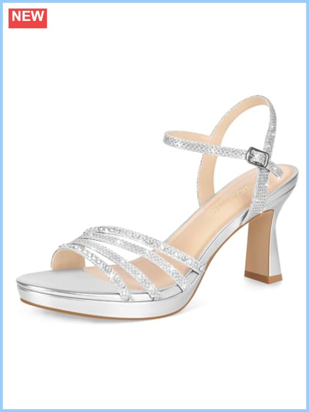 Women's Platform Heels Chunky Glitter Rhinestone Open Toe Ankle Strap Party